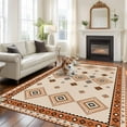 thumbnail image 2 of Large Area Rugs for Living Room Bedroom, Boho Geometric 8'x10' Rug Washable Carpet Runner Indoor Outdoor, Country Ethnic Nation Abstract Motifs Non Slip Floor Mats Rug for Kitchen, Patio, 2 of 8