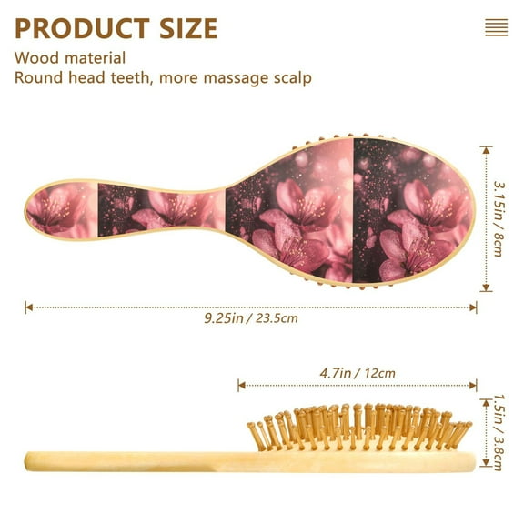 YAZAOO Soft Hair Brush Hair Comb Detangler Pink Glittery Flowers Smoothing Hair Care Beauty Gift