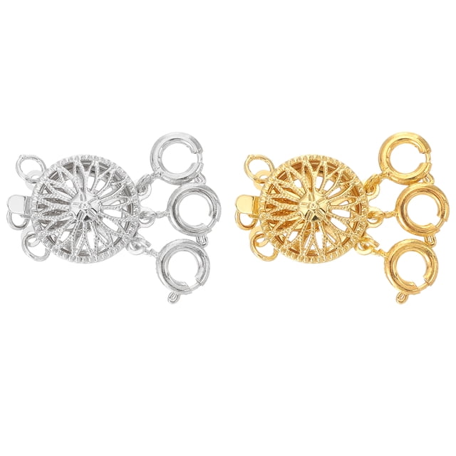Uxcell 2Pack Cierres para Collar en Capas 3 Cuerdas Convertidor de Cierre de Deslizamiento, Plata y Oro