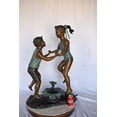 thumbnail image 3 of Nifao Outdoor Fountain Statue Bronze Boy and Girl Dancing Garden Patio Water Feature – Outdoor Garden Decor Sculpture, 28"L x 13"W x 38"H, 3 of 12