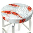 thumbnail image 6 of Goofa Koi Fish Corals,Spring Summer Printed Stool Covers Round, Waterproof Round Bar Stool Covers Anti-Slip Round Bar Stool Seat Cover with Elastic Bands Durable -13 inch, 6 of 7