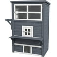 thumbnail image 7 of Pawhut 3-Story Cat House Feral Cat Shelter,Outdoor Kitten Condo with Raised Floor,Asphalt Roof,Escape Doors,Jumping Platforms,Dark Gray,Dark Gray Wood Pet Supplies Pet Beds Furniture, 7 of 7