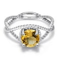 thumbnail image 3 of Gem Stone King 925 Sterling Silver Yellow Citrine Rope Designed Ring for Women (1.30 Cttw, Gemstone Birthstone, Available in Size 5, 6, 7, 8, 9), 3 of 6