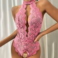 thumbnail image 3 of Aayomet Lingerie pour Femmes Lingerie Aguichant Jeu de Rôle Lingerie Costumes Aguichant Femmes Dentelle à Carreaux Rouges Lingerie (Rose, TTTTG), 3 of 5
