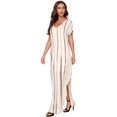 thumbnail image 3 of Women's V Neck Side Pockets Split Hem Beach Long Maxi Dress, 3 of 5
