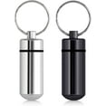 thumbnail image 1 of 2x Pill Box - 2x Mini Pill Box with Key Ring - Portable Pill Box Medicine Office Travel - Black-Silver, 1 of 5