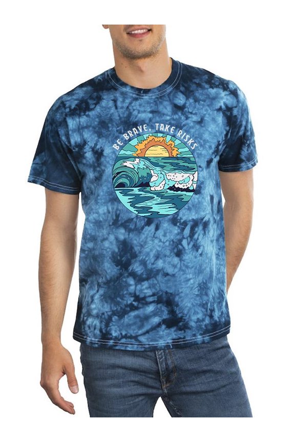 Be Brave,Take Risks W Waves Tie Dye Crystal Men -Image by Shutterstock, Male x-Large