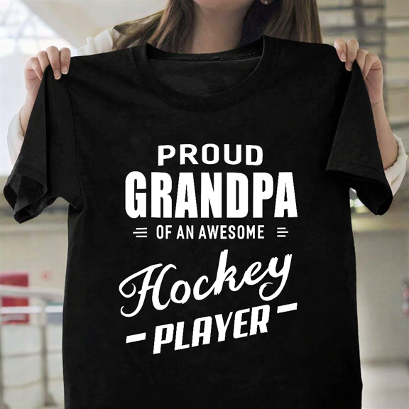 Proud Grandpa Of An Awesome Hockey Player Sports Unisex T-Shirt, S-3XL