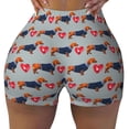 thumbnail image 2 of Lsque Dachshund Dog Heart Pattern High Waisted Biker Shorts for Women-Tummy Control Fitness Athletic Workout Running Yoga Gym Shorts,Moisture-Wicking-Small, 2 of 9