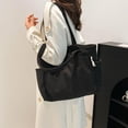 thumbnail image 3 of HUISZJ Corduroy Shoulder Bag, Large Capacity Tote Bag, Versatile Tote Handbag for Travel Commute Work (Black), 3 of 7