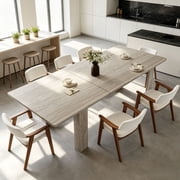 JassmiPkwy Extendable Dining Table for 4-8 People with Seamless Extension from 55 to 86.6 Inches for Small Spaces, Dining Room, Kitchen, Living Room-Oak