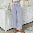 thumbnail image 4 of Roncen Women's Striped Print High-Waisted Side Pocket Casual Pants with Elastic Waist Tie, 4 of 8
