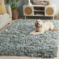 thumbnail image 3 of SAFAVIEH Rio Dallas Geometric Polyester Shag Area Rug, Light Green, 5' x 8', 3 of 11