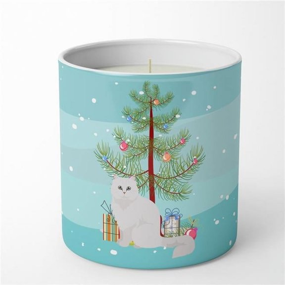 3.75 x 3.25 in. Unisex Chinchilla Persian Longhair Cat Merry Christmas 10 oz Decorative Soy Candle