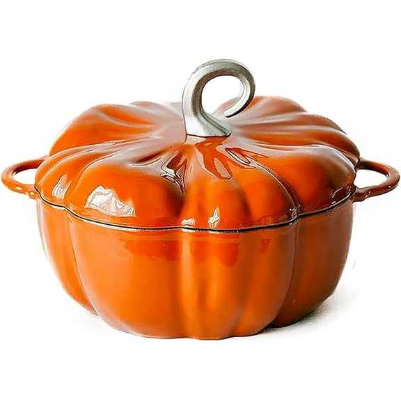 4 qt Pumpkin Dutch Oven, Pumpkin Cocotte Cast Iron Dutch Oven, Stew Soup Pot with Lid, Serves 3-5, For Fall Thanksgiving Decor, Halloween Decor