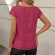 thumbnail image 3 of Tops de Color Sólido para las Mujeres Cuello Redondo de Manga Corta con Detalle de Botón Plisado Casual, Tops de Cuello Redondo para las Mujeres, 3 of 7