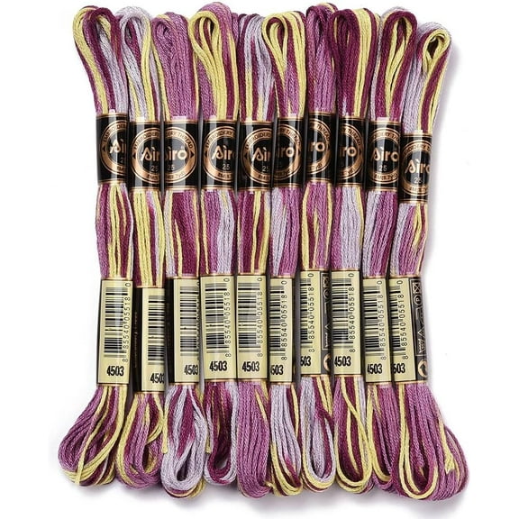 6 Strands Purple Variegated Embroidery Floss Gradient Color Stitch Threads Friendship Bracelet String Polyester Threads Bulk for Jewelry Making Sewing Bracelet Knitting Stitching Craft