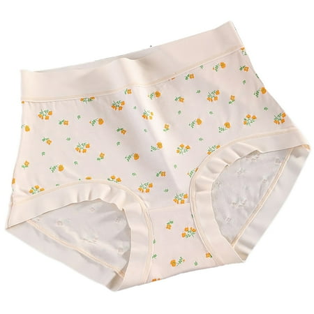Chuancc Womens Underwear Plus Size Women High Waist Fashion Breathable Printing No Silk Comfortable Women Womens Underwear Seamless Womens Briefs Underwear Clearance Gold 2Xl