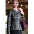 thumbnail image 3 of Luis Leather Women's Peplum Drowned Grey Genuine Lambskin Biker Leather Jacket Custom, 3 of 4
