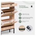 thumbnail image 4 of Luwei Shoe Rack Storage Organizer with 2 Natural Semi-Circular Rattan Doors, Entryway Wooden Shoe Cabinet for Sneakers, Leather Shoes, High Heels, Slippers (1 Piece, Oak), 4 of 6