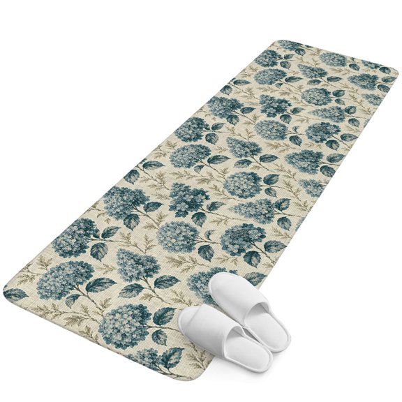 Runner Rug 1.64'x5.25', Vintage Hydrangea Floral Non Slip Backing Floor Mats Soft Area Rugs, Absorbent Muddy Dirt Trapping Carpet for Entryway Hallway Kitchen Bedroom Farmhouse Botanical Aesthetic