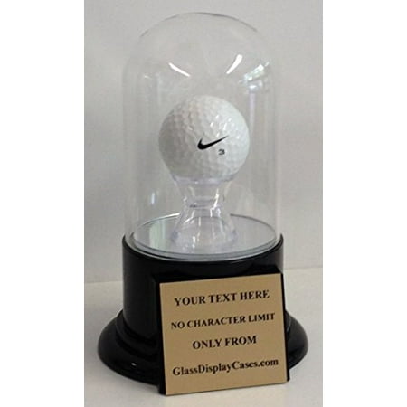 Golf Ball Personalized Hole in One - Eagle - Best Round - Game Glass Display Case Round Dome with Platform Base & Free Engraved Nameplate