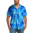 thumbnail image 2 of Men's Hawaiian Shirt Funky Blue Beach Printed Tropical Beach Shirt Casual Button Down Short Sleeve Floral Shirts Tops, 2 of 7
