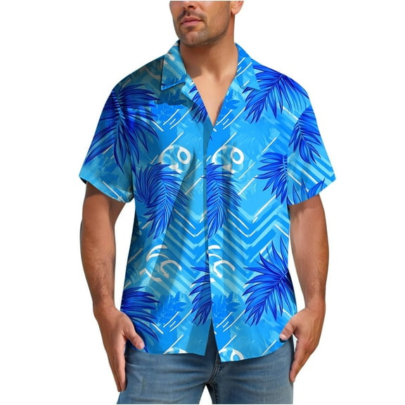 DJDLJWCJ Short Sleeve Shirts for Men, Lightweight Lapel Tops Mens polo T Shirts Summer Beach Shirts Blue S