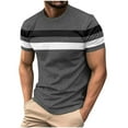 thumbnail image 2 of SGFCWSX Men's Crewneck T-Shirt, Striped Color Block Short Sleeve Casual Daily Wear Tee for Men Dark Gray Size M, 2 of 9