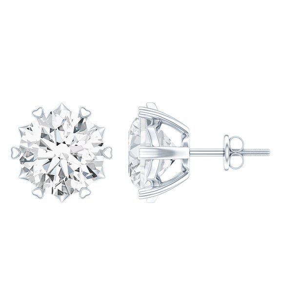 Rosec Jewels Moissanite Solitaire Studs for Women, Earrings for Mothers Day - 7 mm, 925 Sterling Silver