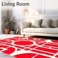 thumbnail image 2 of ODIKA 6'x9' Machine Washable Non-Slip Area Rug, Modern with Concentric Circle Design High Traffic Rug, Red, 86678, 2 of 7