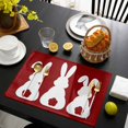 thumbnail image 3 of Easter Bunny Placemats Set of 12, Cute Rabbit Family Vintage Red Abstract Placemats for Dining Table, Place Mats for Kitchen Tabletop, Waterproof Wipeable Dining Table Mats Set, 3 of 9
