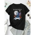 thumbnail image 2 of T-Shirt Graphique Minimaliste pour Femmes London Landmark - T-Shirt à Manches Courtes Décontracté et Élégant avec Grande Roue et Design Big Ben, Haut d'Été Confortable pour Tenue Décontractée, Mode Confortable Minimaliste Gris, 2 of 6