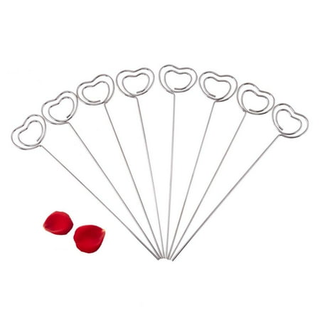 Wire Heart Photo Holder 50PCS Metal Round Paper Note Clip Holders Wires Photo Card Place Card Holders Suit for Photo Picture,Memo,Card,Business Card Clip by VGEBY (Heart Shape) ()