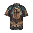 thumbnail image 3 of Balery Tree Meditating Golden Retriever Print Men's Hawaiian Shirts Short Sleeve Beach Shirt Relaxed Fit Vacation Button Down Shirts-3X-Large, 3 of 9