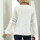 thumbnail image 3 of Blusas de moda para mujer Tops de punto sueltos casuales Jersey Camisas de manga larga de encaje ahuecadas （blanco）, 3 of 5