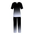 thumbnail image 2 of Minjewel Women's Gradient Color Short Sleeve Scrubs for Women Set, Soft & Relaxed Workout Sets for Women, Ideal for Caregivers, Nurses & At-Home Comfort,Black L, 2 of 7