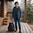 thumbnail image 5 of Pogiun Boys Fleece Jacket Sherpa Lined Zip Up Hoodies for Kids Winter Coat Gray-blue 11-12Y, 5 of 6