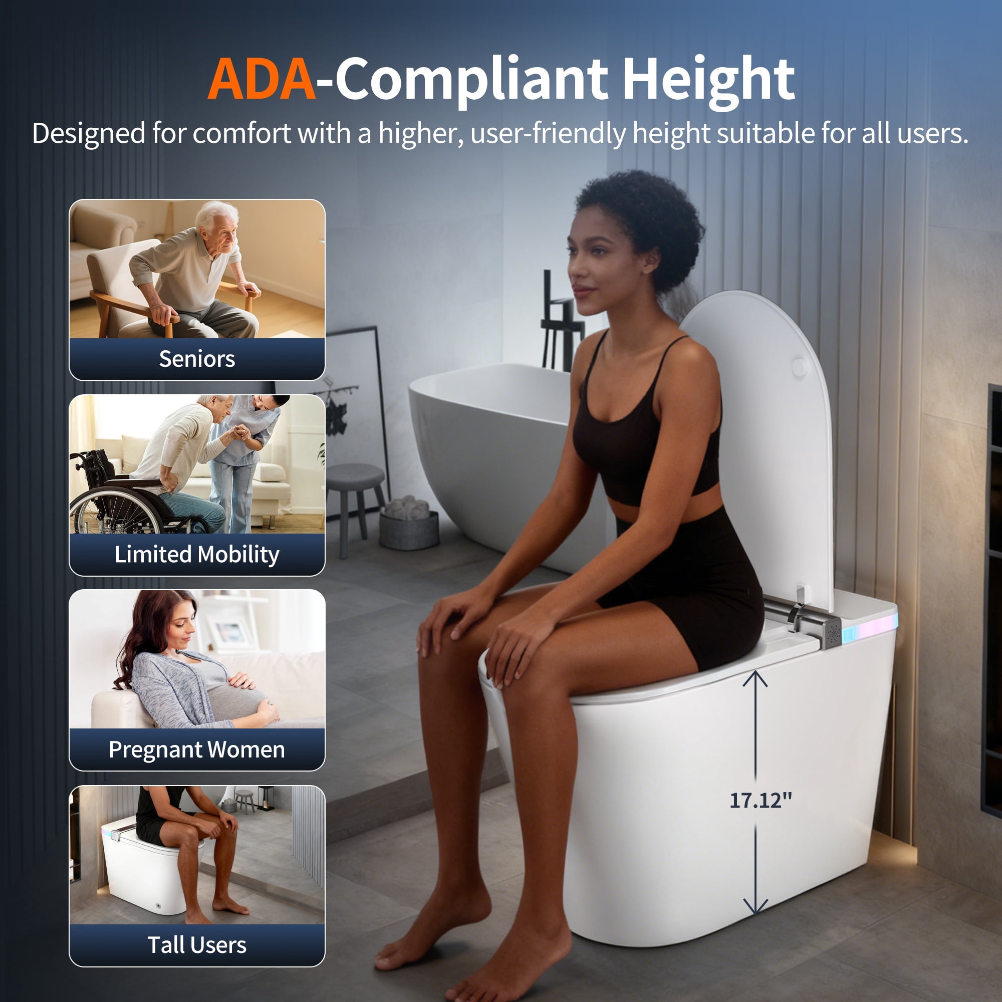 Tankless Elongated Bidet Toilet 1.32 GPF in White with Auto Flush, Auto Open/Close, Heated Seat, Remote and Warm DryerDV-1S0360-V3
