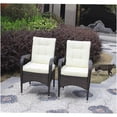 thumbnail image 5 of Brown Iron Dining Chairs Set of 2 with Beige Cushions, PE Rattan Patio Chairs for Outdoor Use, 5 of 6