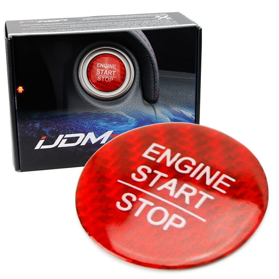 Gloss Red Real Carbon Fiber Keyless Engine Start/Stop Push Start Button Cover For Honda Accord Civic CR-V Odyssey