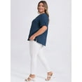 thumbnail image 2 of DARING DIVA Women's Plus Size V Neck 3/4 Sleeve Button Down Casual Blouse 2X Dark Blue, 2 of 5