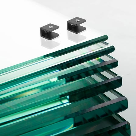 VERDANVERSE Wall Mount Clamp Heavy Duty Glass Shelf Brackets Black 8Pcs 0.75X0.71X0.71In