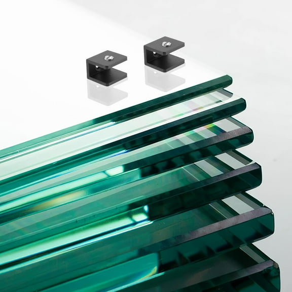 VERDANVERSE Wall Mount Clamp Heavy Duty Glass Shelf Brackets Black 8Pcs 0.75X0.71X0.71In