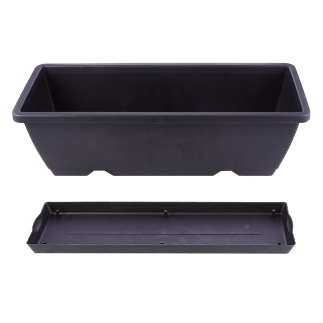 Rectangular Garden Planter 1 Set Home Plastic Plant Pot with Drainage Hole and Saucer