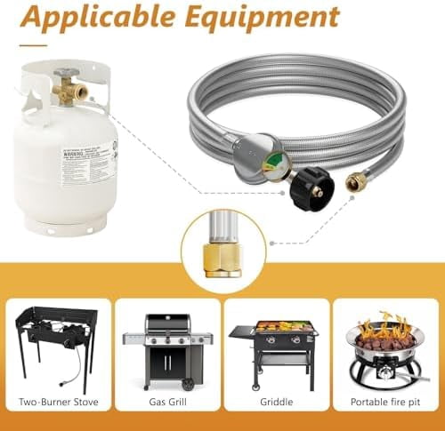 12 Feet Propane Regulator With Hose, QCC1 Low Pressure Regulator Hose for Weber, and Most LP Gas Grill$$Garden & Patio
