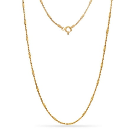 Gold Over Sterling Silver Diamond Cut Rope Chain Necklace 30 Inch