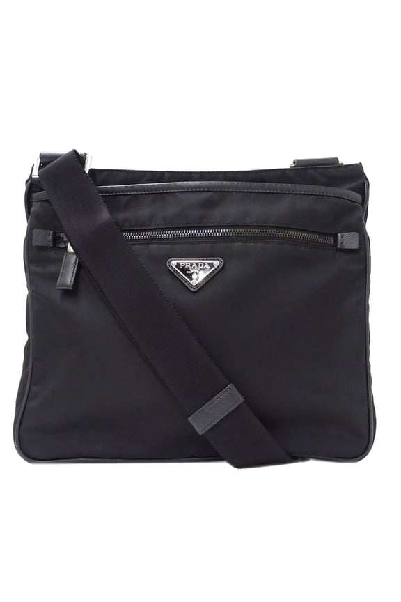 Pre-Owned Prada handbag for men and women, brand shoulder bag, nylon, black.