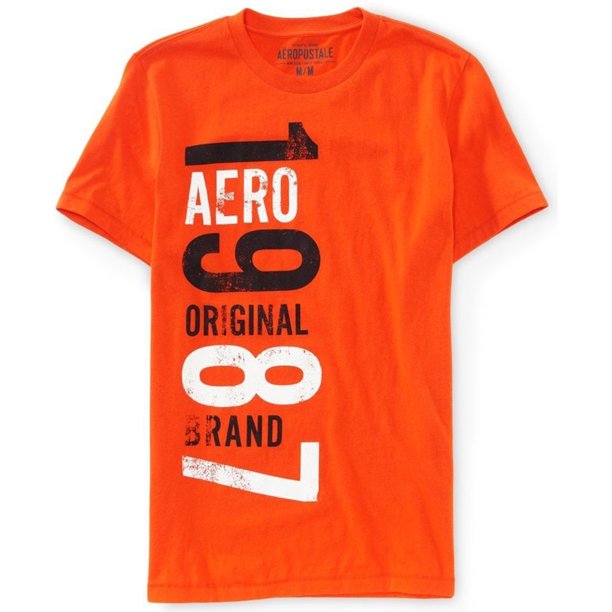 Aeropostale Mens Original 1987 Weathered Graphic T-Shirt, naranja, pequeño Aeropostale Camiseta gráfica