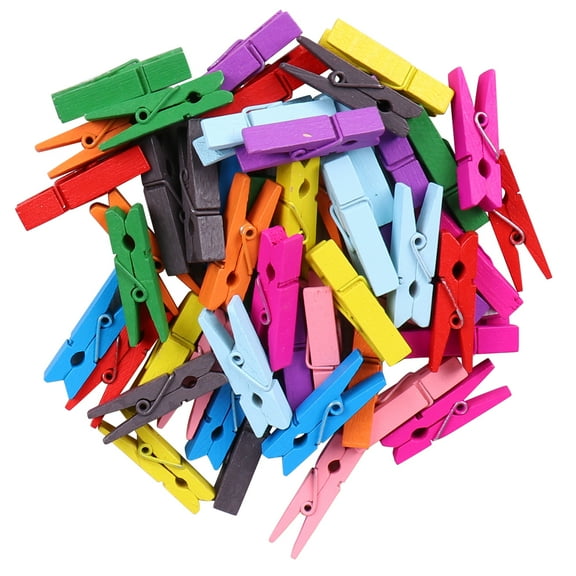 100 PCS Colorful Wooden Clothespins Photo Clips Pegs for Hanging Paper Display, Crafts, Decoration and Projects